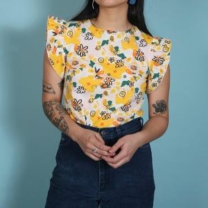 Nooworks Vittoria Floral Ruffle Top